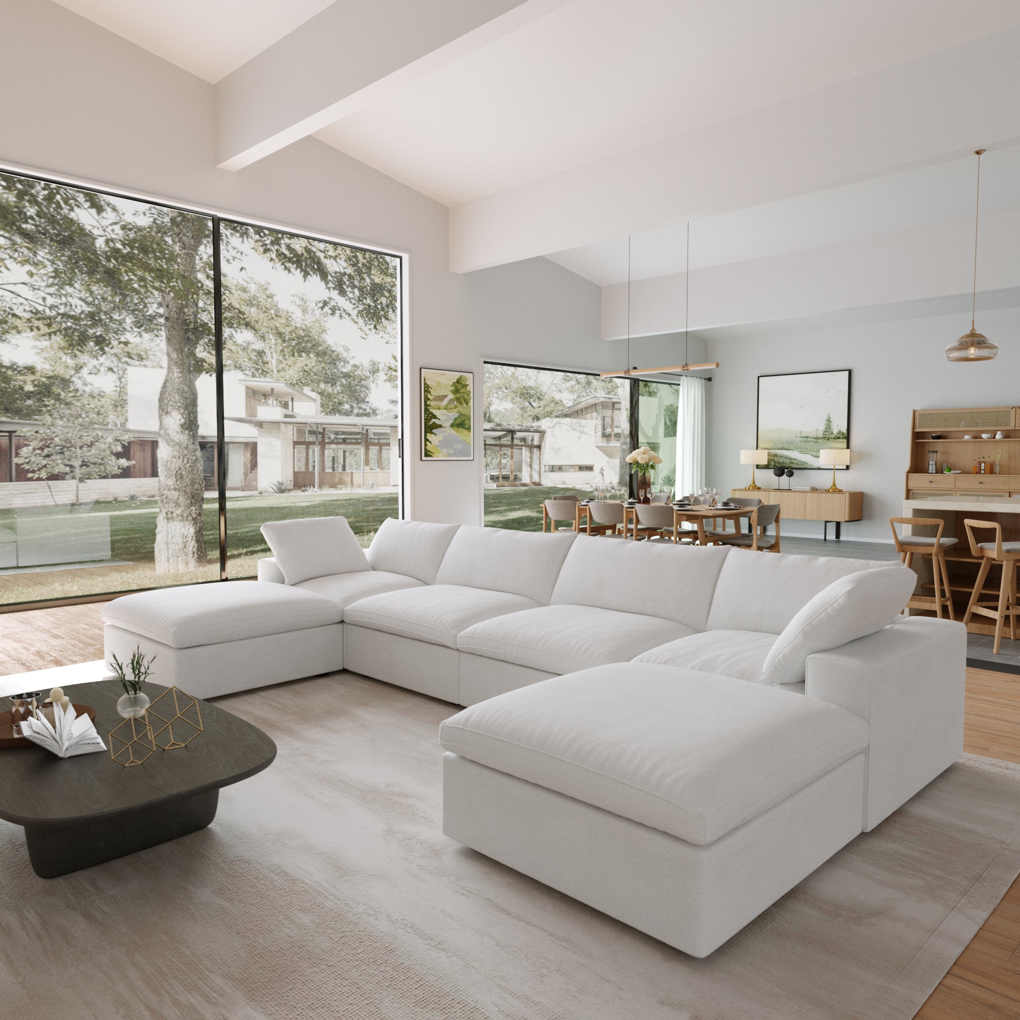 Classic Modular 4-Seater U-Sectional in White