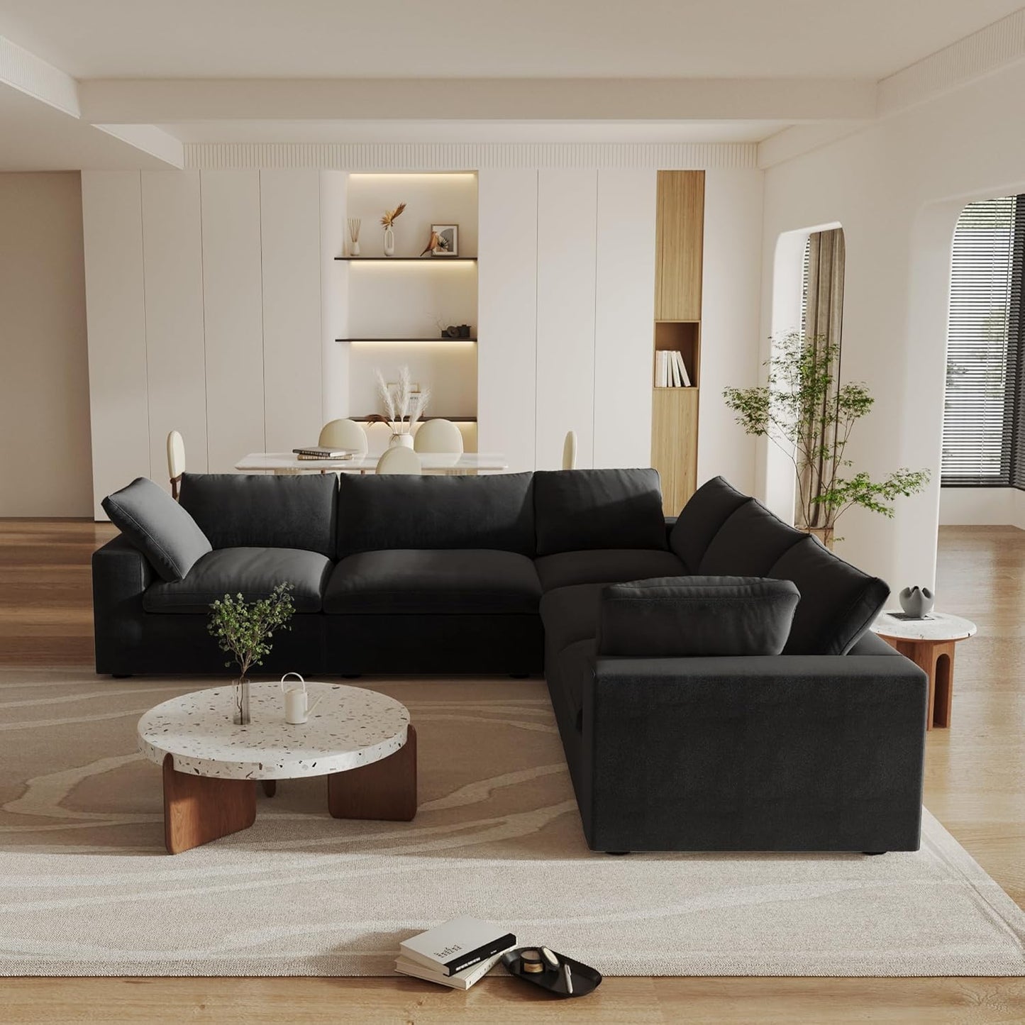 Classic Modular 5-Seater Corner Sectional in Black