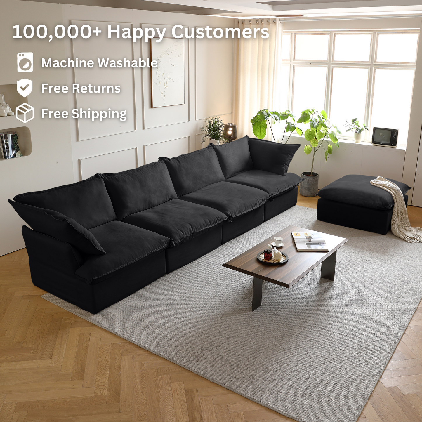 Modular Luxe 4-Seater Sectional in Black