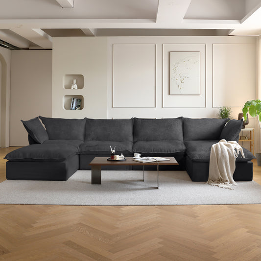 Modular Luxe 4-Seater U-Sectional in Black