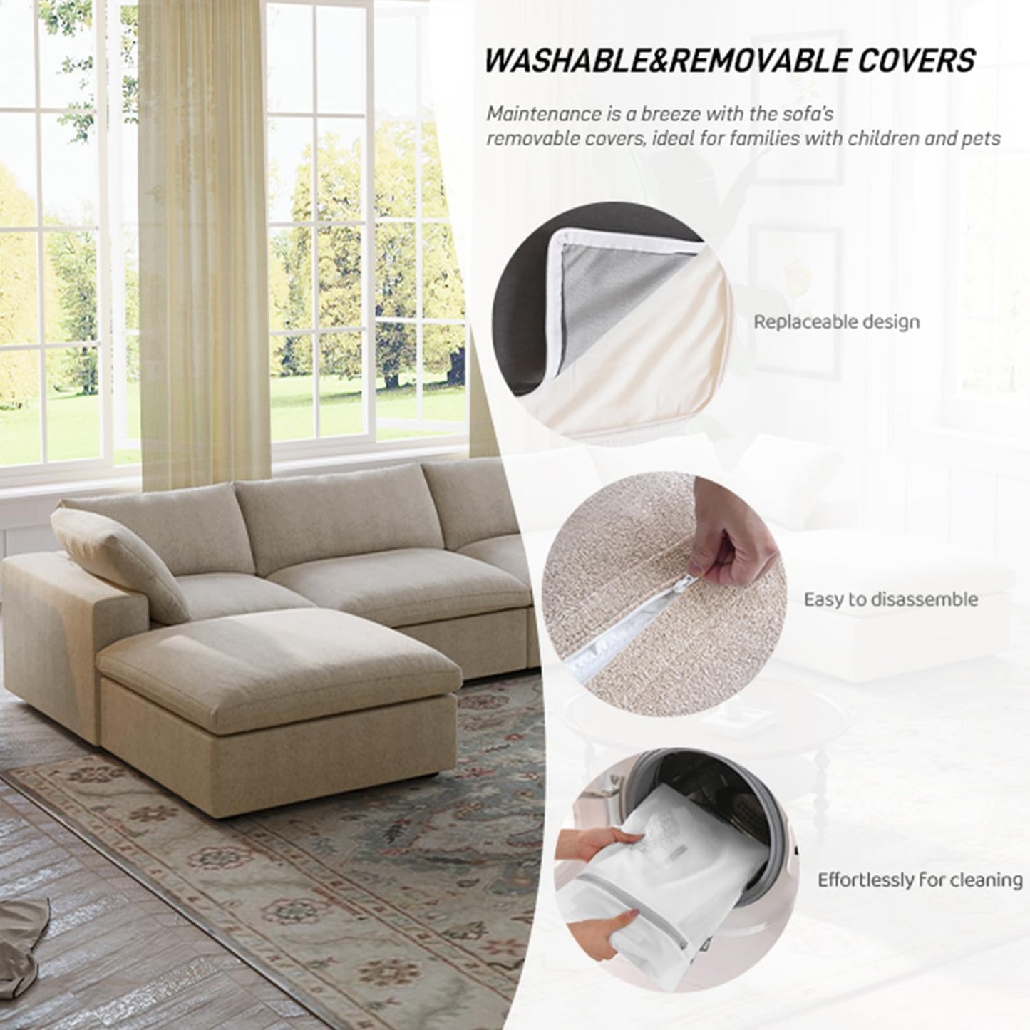 Classic Modular Corner Piece (L&R Armrest) in Khaki